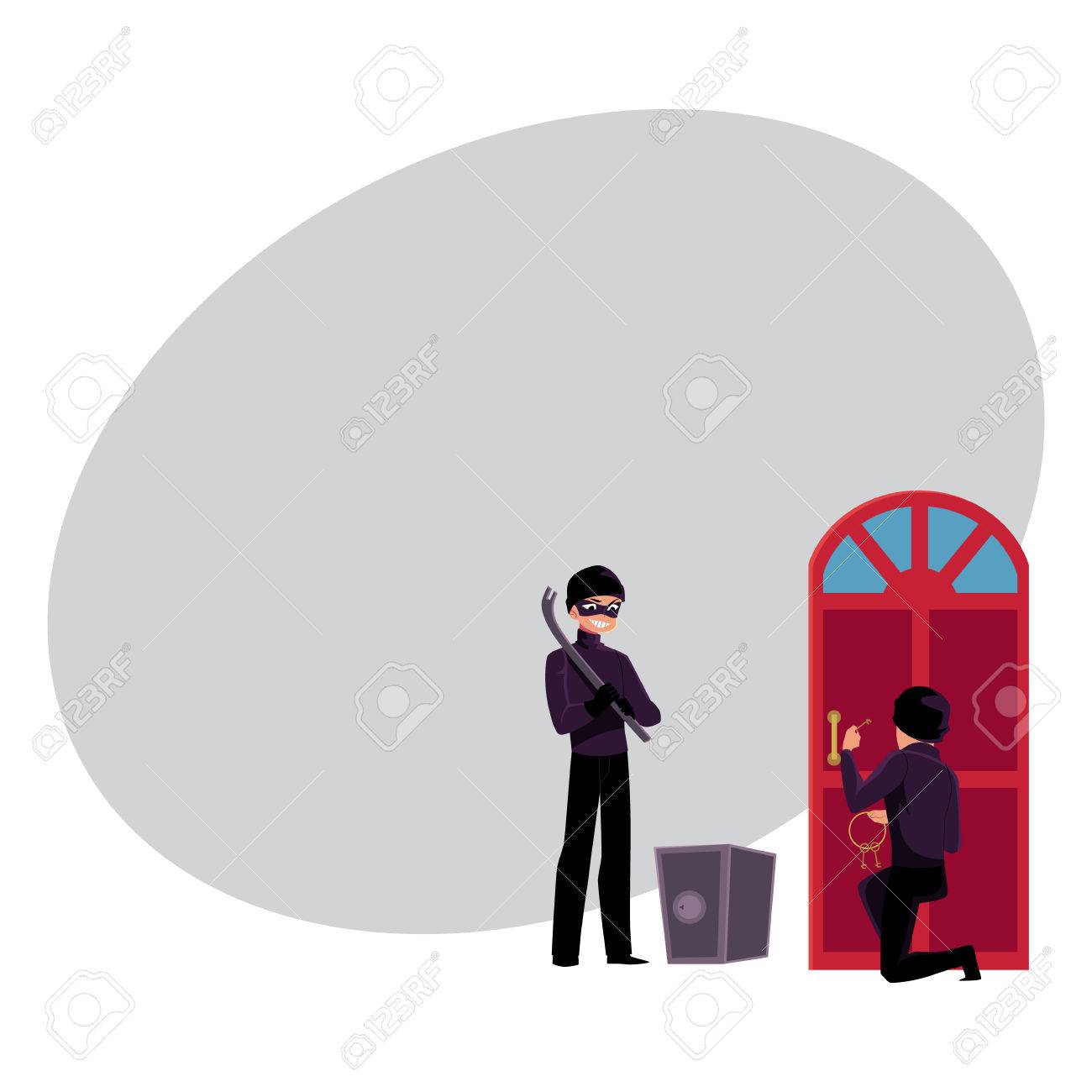 Dieb Einbrecher Brechen Im Haus Gehen Auf Sichere Box Zu Offnen