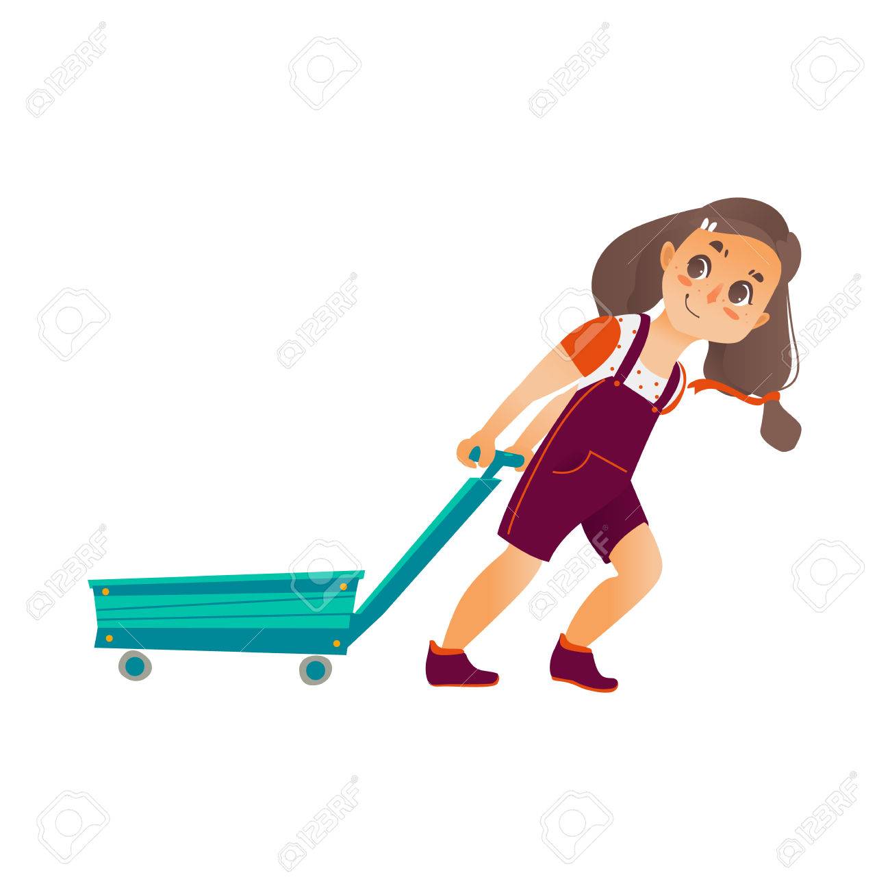 girl pulling wagon
