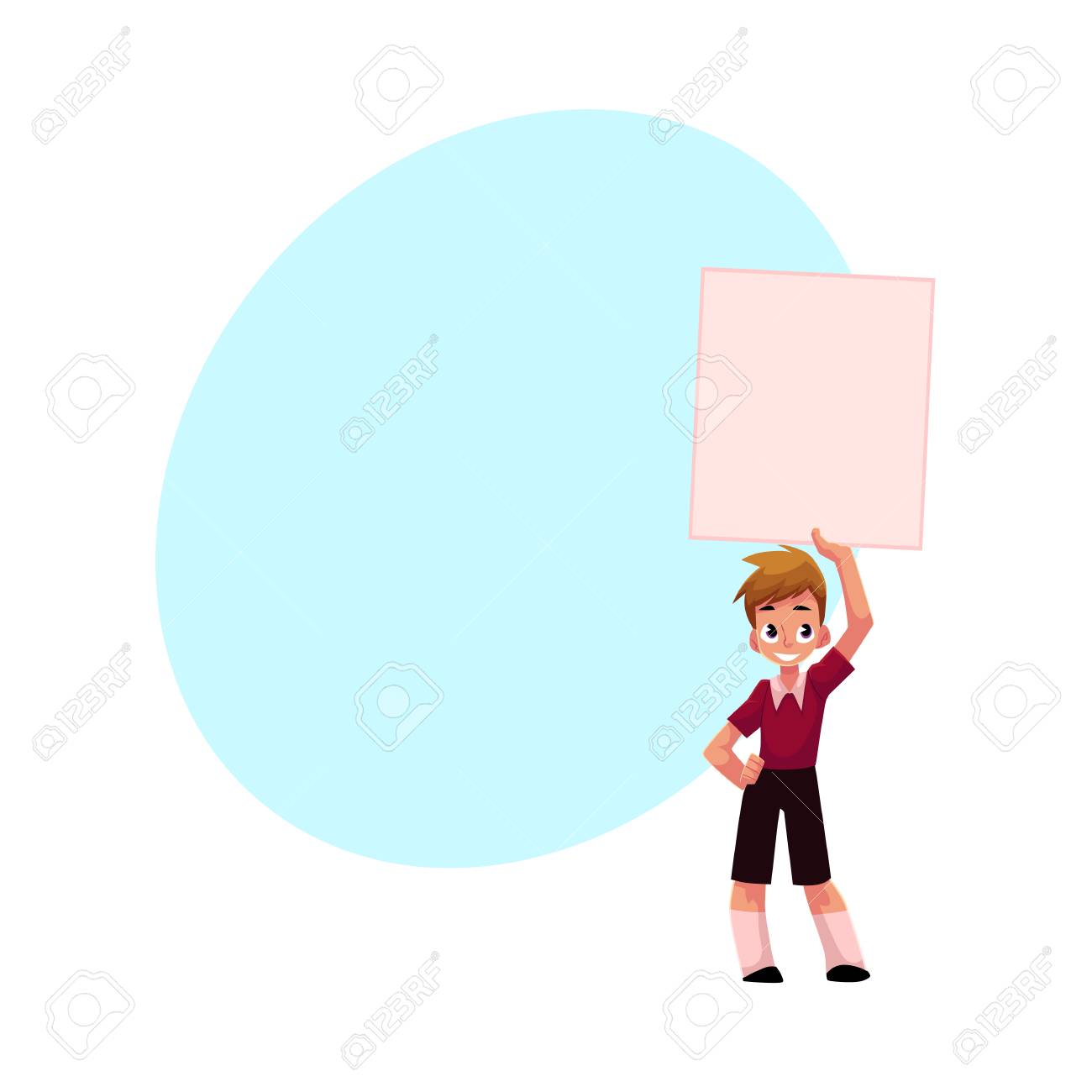 little boy child kid holding blank empty poster board over
