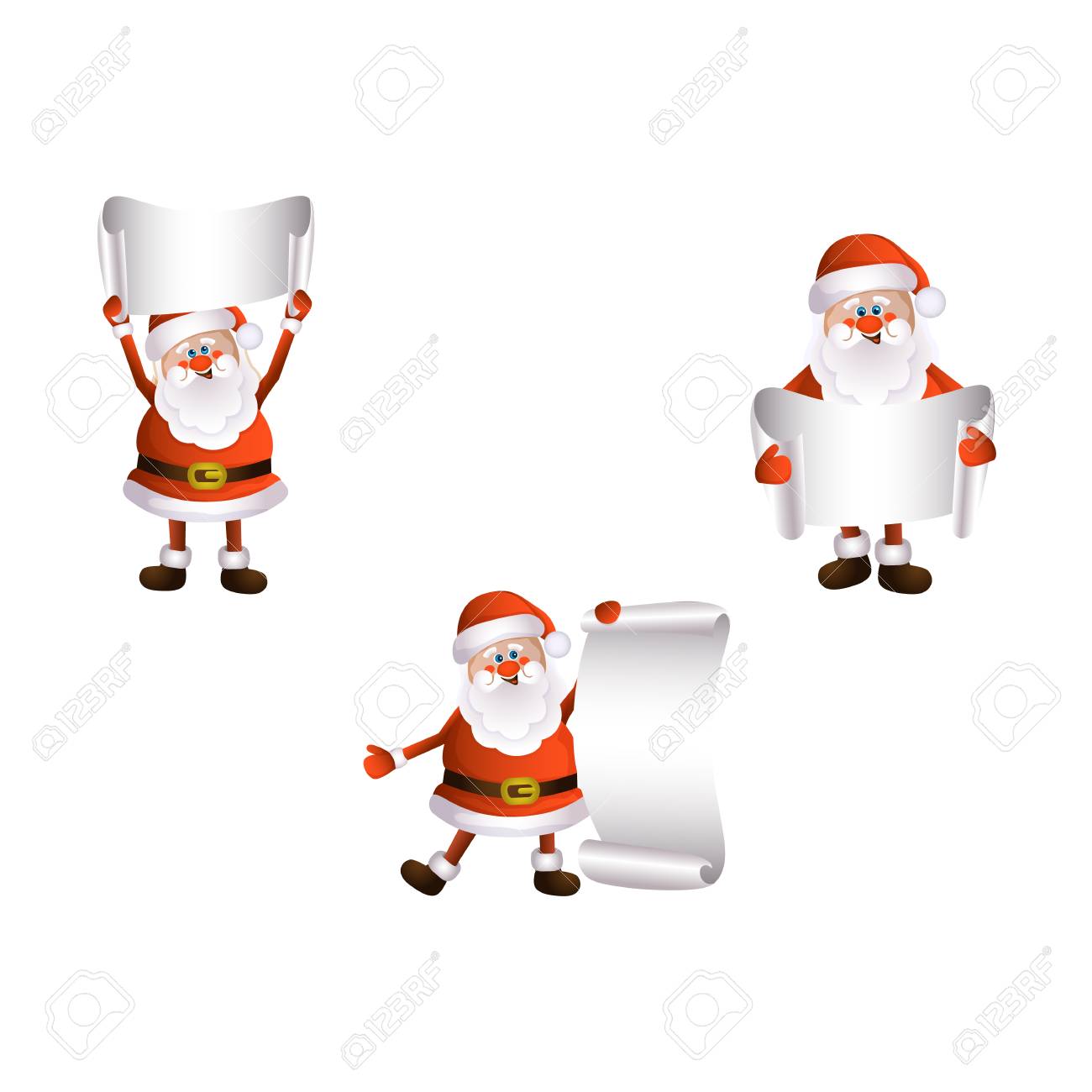 ベクトル漫画サンタ クロース赤白い服と帽子を設定します クリスマス