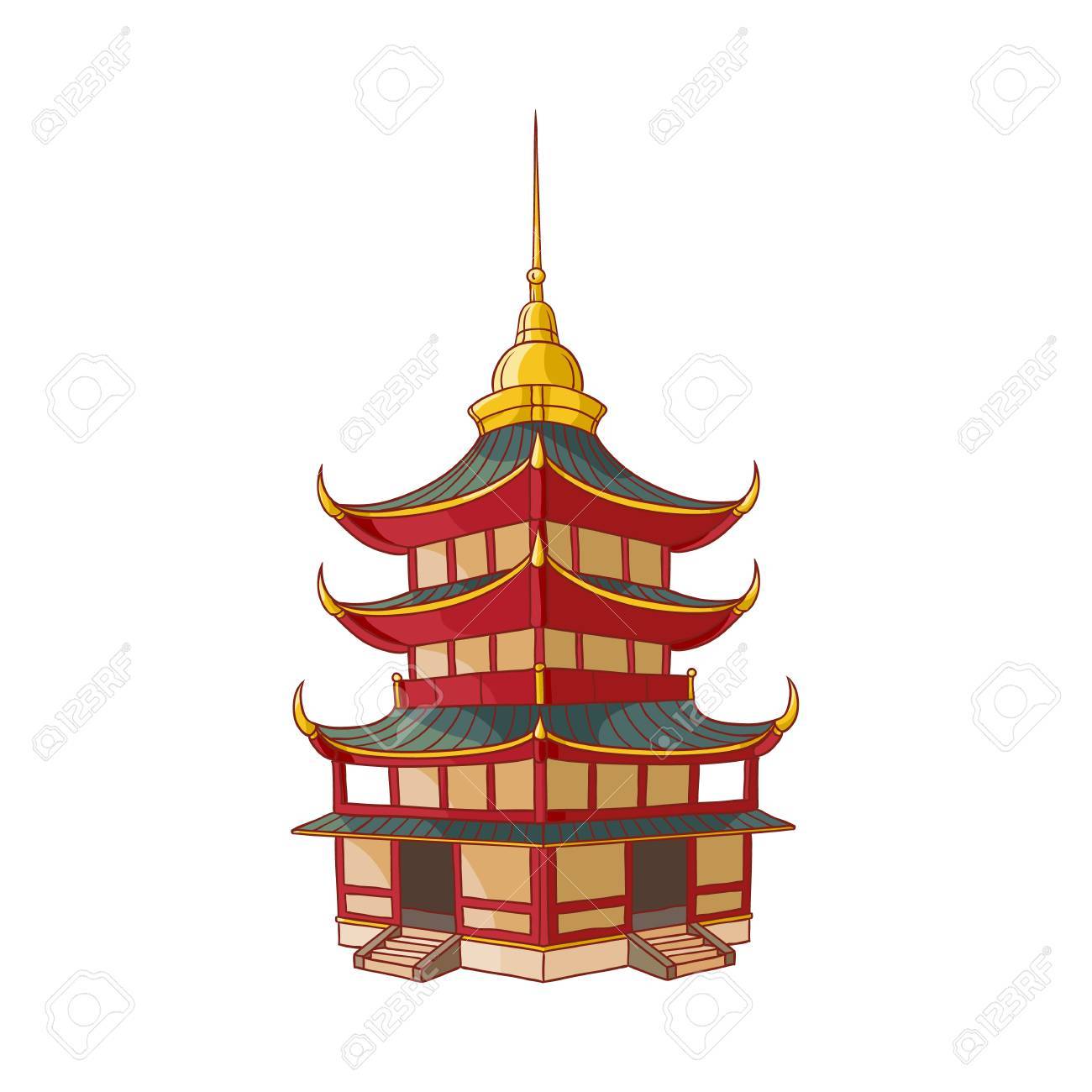 Traditional Japanese, Chinese, Asian Pagoda Building, Flat Style Vector  Illustration Isolated On White Background. Traditional Japanese, Chinese,  Asian Pagoda Building Royalty Free SVG, Cliparts, Vectors, and Stock  Illustration. Image 87535143., image size:1300x1300