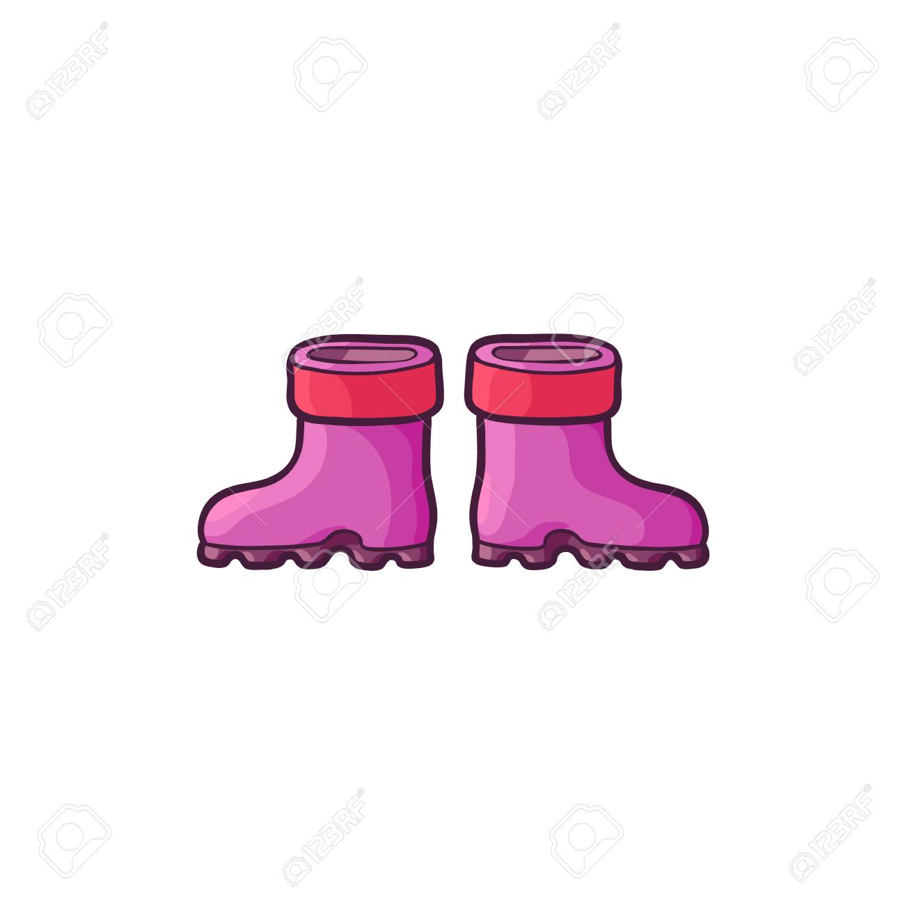 Vecteur Plat Bebe Dessin Anime Enfants Bottes En Caoutchouc Rose Violet Couleur Chaussure Decontractee A La Mode Illustration Isolee Sur Fond Blanc Clip Art Libres De Droits Vecteurs Et Illustration Image