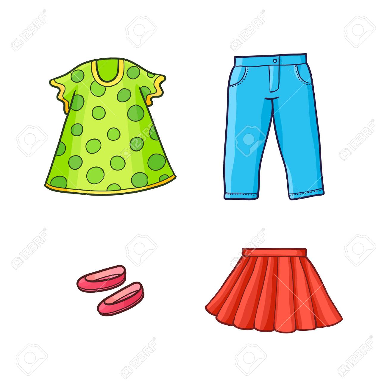 Conjunto De Ropa De Vector Nino De Dibujos Animados Plana Nino