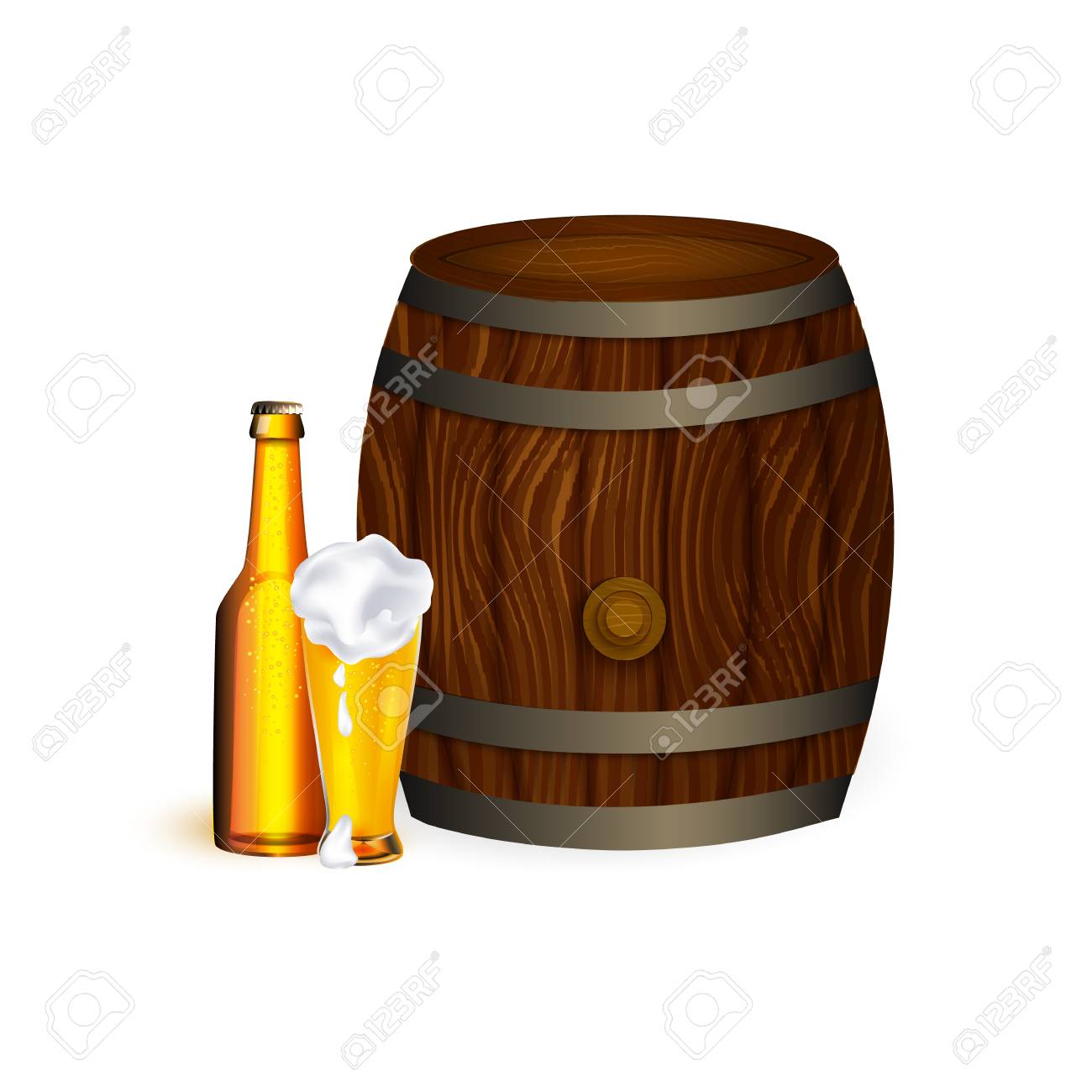 Download Vector Realistic Beer Wooden Oak Keg Barrel With Iron Rings Royalty Free Cliparts Vectors And Stock Illustration Image 90246047