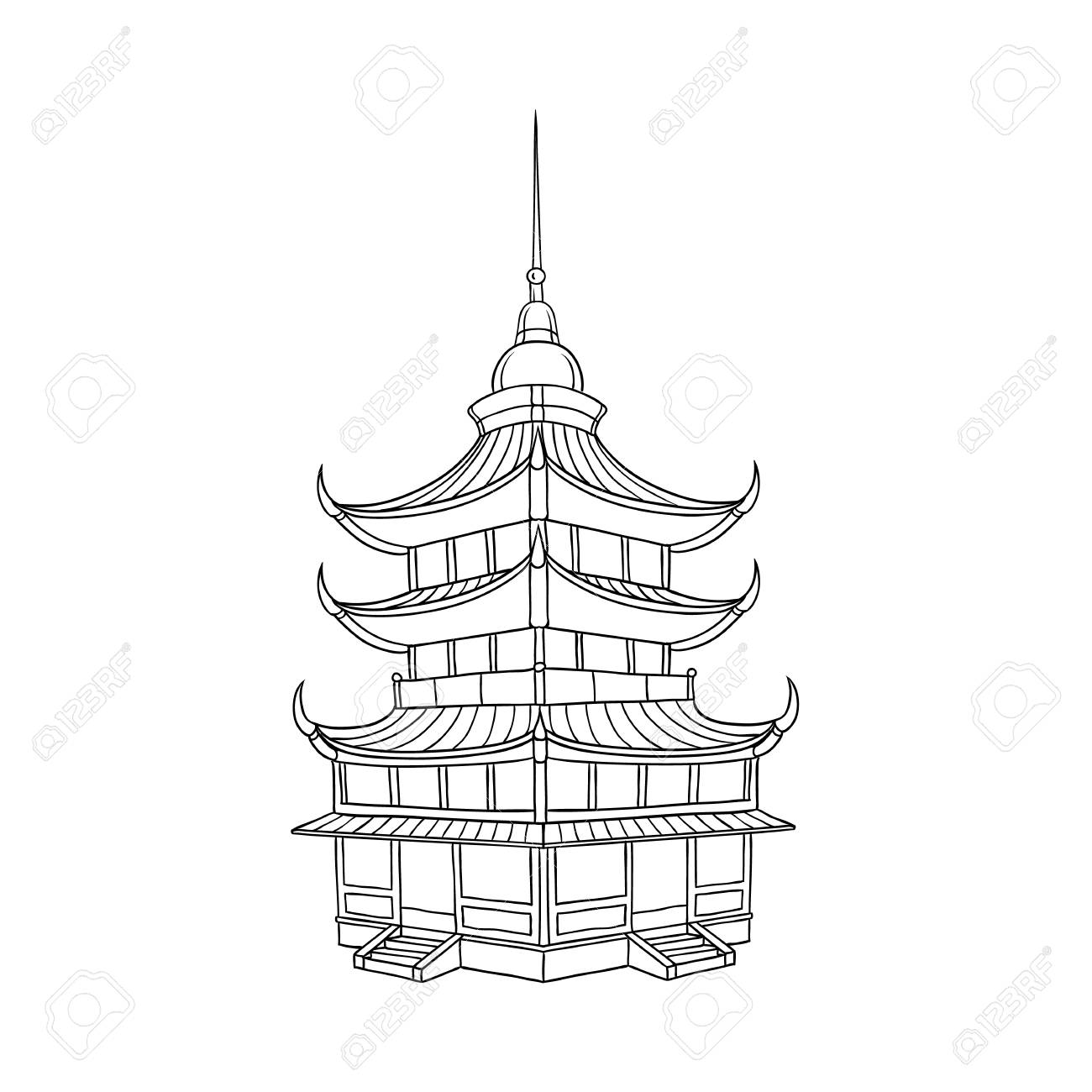 Traditional Japanese, Chinese, Asian Pagoda Building, Flat Style Vector  Illustration Isolated On White Background. Traditional Japanese, Chinese,  Asian Pagoda Building Royalty Free SVG, Cliparts, Vectors, and Stock  Illustration. Image 92134233., image size:1300x1300