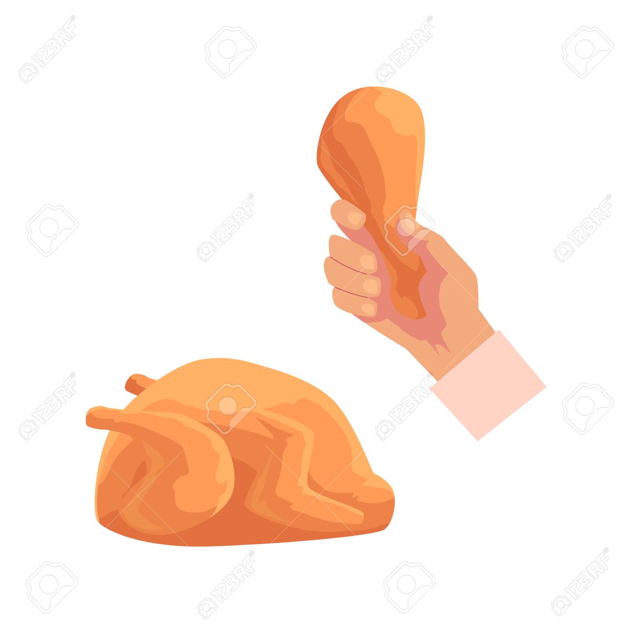 Carcasse De Poulet Pour Le Dessin Vectoriel Plat Et La Main De L