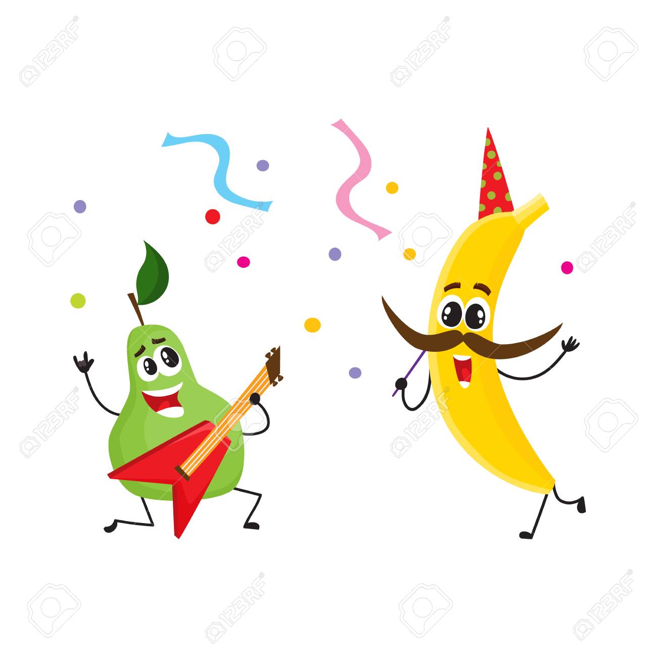 Download Fruit Characters Summer Party Set Flat Vector Banana In Party Royalty Free Cliparts Vectors And Stock Illustration Image 96433552