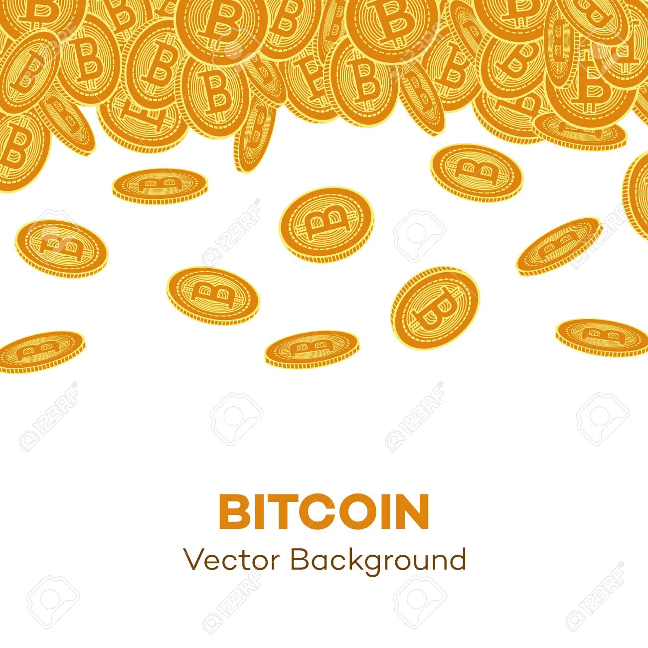 Vector Flat Falling Bitcoin Rain, Golden Coins Icon With Space For Text.  Mining Crypto Currency, Virtual Money Elements. Digital Economy, Blockchain  Sign. Isolated Illustration On A White Background. Royalty Free SVG,  Cliparts,