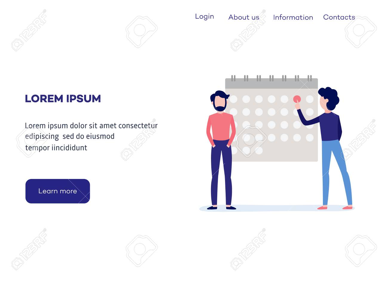 time and terms of assignment concept at web page template men calendar web page template