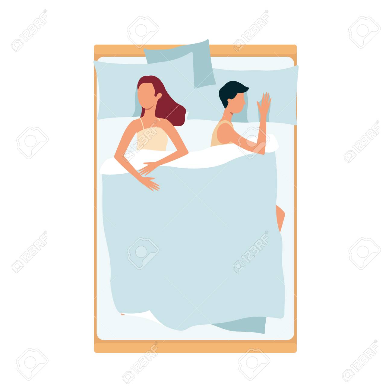 A Sleeping Flat Couple A Man Sleeping On His Side A Woman Sleeping - 