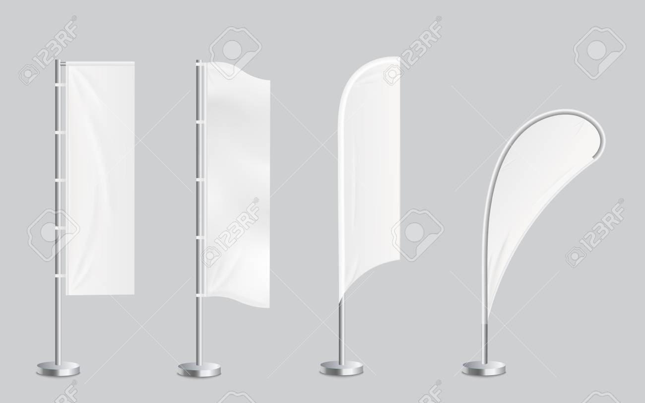 Download A Set Of Four Blank Promotional Feather Flag Stand Banners Mockup Royalty Free Cliparts Vectors And Stock Illustration Image 128170348