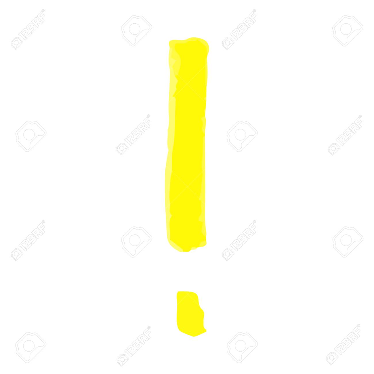 Hand written exclamation mark with a yellow marker or highlighter, brush or pen. Vector texture and sketch illustration of exclamation punctuation mark isolated on white background. - 128170509 Hand written exclamation mark with a yellow marker or highlighter, brush or pen. Vector texture and sketch illustration of exclamation punctuation mark isolated on white background. - 128170509