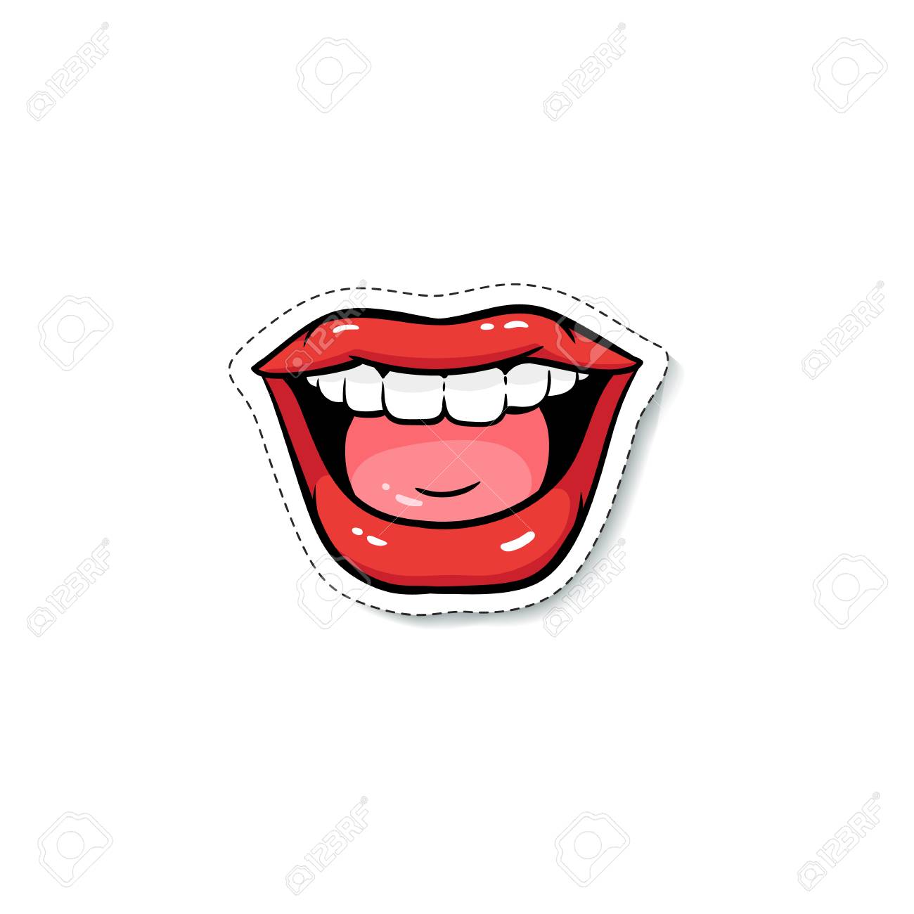 Pop Art Fashion Speaking Red Woman's Lips Or Half-open Mouth Cartoon Vector Illustration Isolated On White Background. T-shirt Print Or Sticker Colorful Design Element. Royalty Free SVG, Cliparts, Vectors, And Stock Illustration. Pop Art Fashion Speaking Red Woman's Lips Or Half-open Mouth Cartoon Vector Illustration Isolated On White Background. T-shirt Print Or Sticker Colorful Design Element. Royalty Free SVG, Cliparts, Vectors, And Stock Illustration.