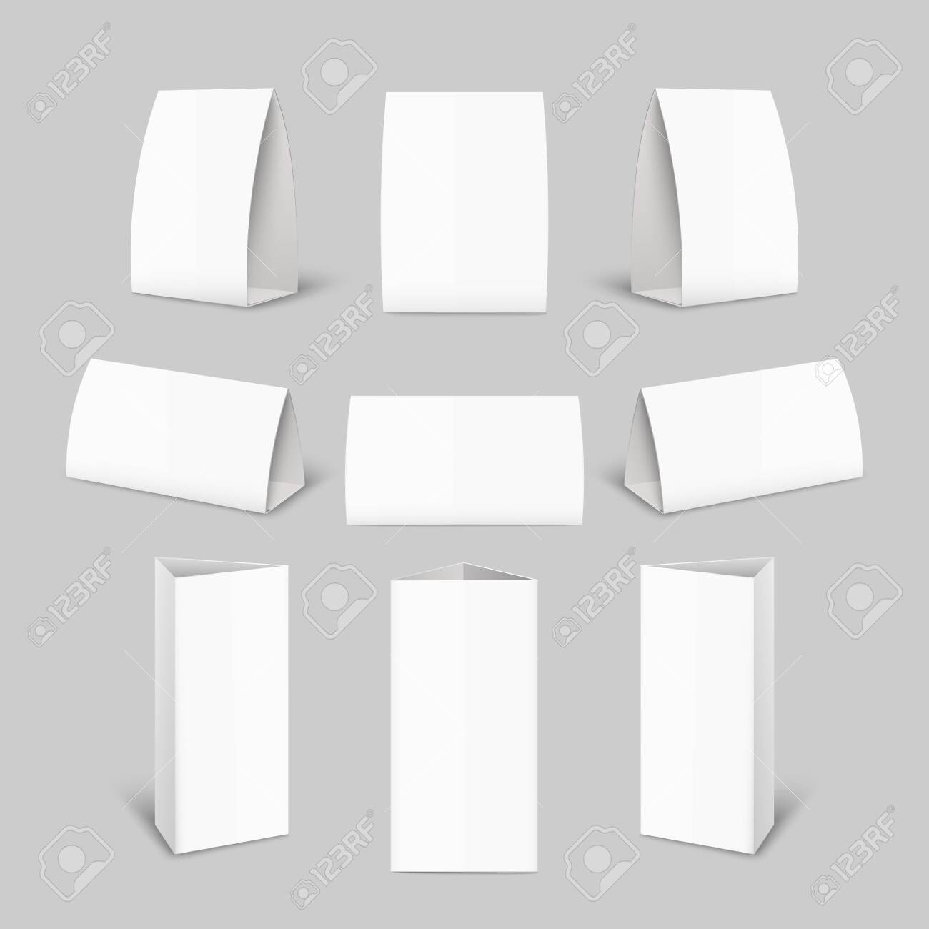 Tent Card Paper Brochure Mockup Set - Realistic Blank Advertising With Blank Tent Card Template Tent Card Paper Brochure Mockup Set - Realistic Blank Advertising With Blank Tent Card Template