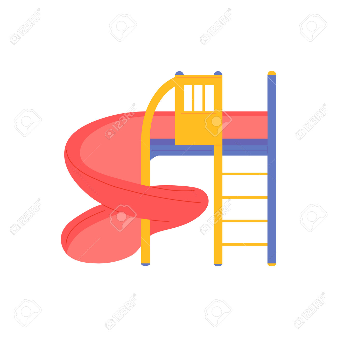 Empty Children Play Slide With Ladder - Colorful Playground Park Attraction  With Spiral Slider Isolated On White Background. Vector Illustration Of  Playing Structure Royalty Free SVG, Cliparts, Vectors, and Stock  Illustration. Image 162641021.