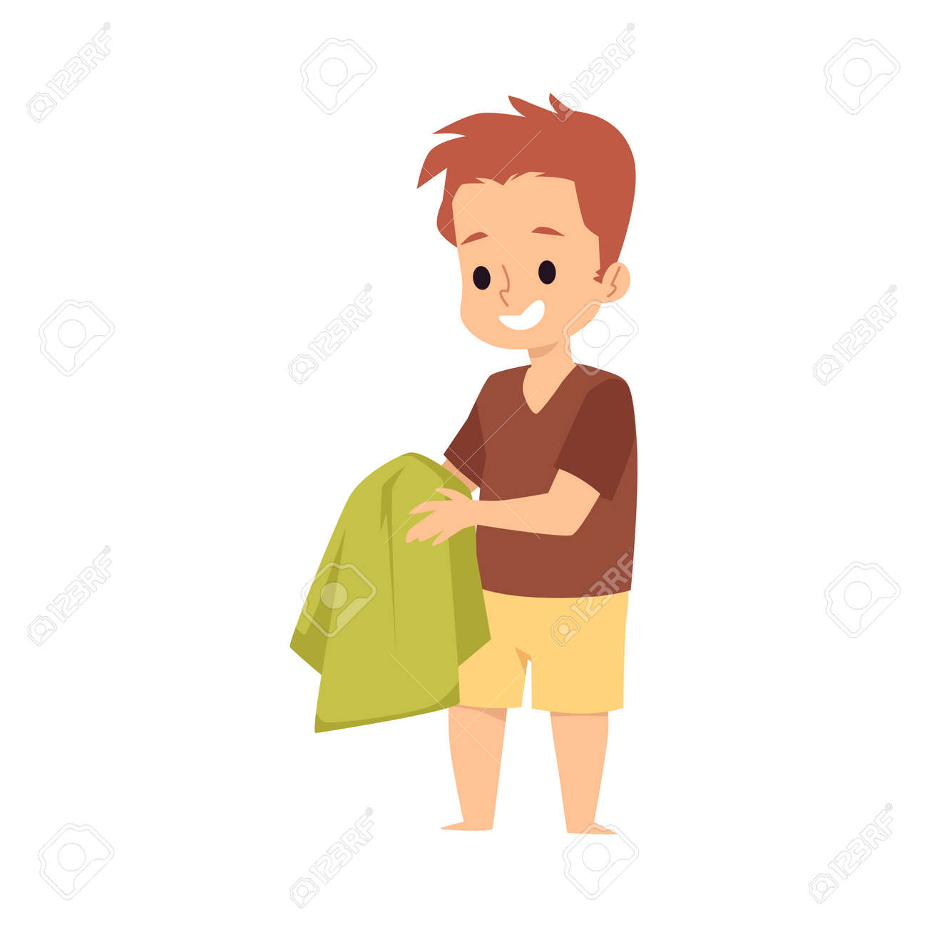 Smiling Kid Boy Wipe Clean Hands With Towel A Flat Cartoon Vector  Illustration Royalty Free SVG, Cliparts, Vectors, and Stock Illustration.  Image 169457502., image size:1300x1300