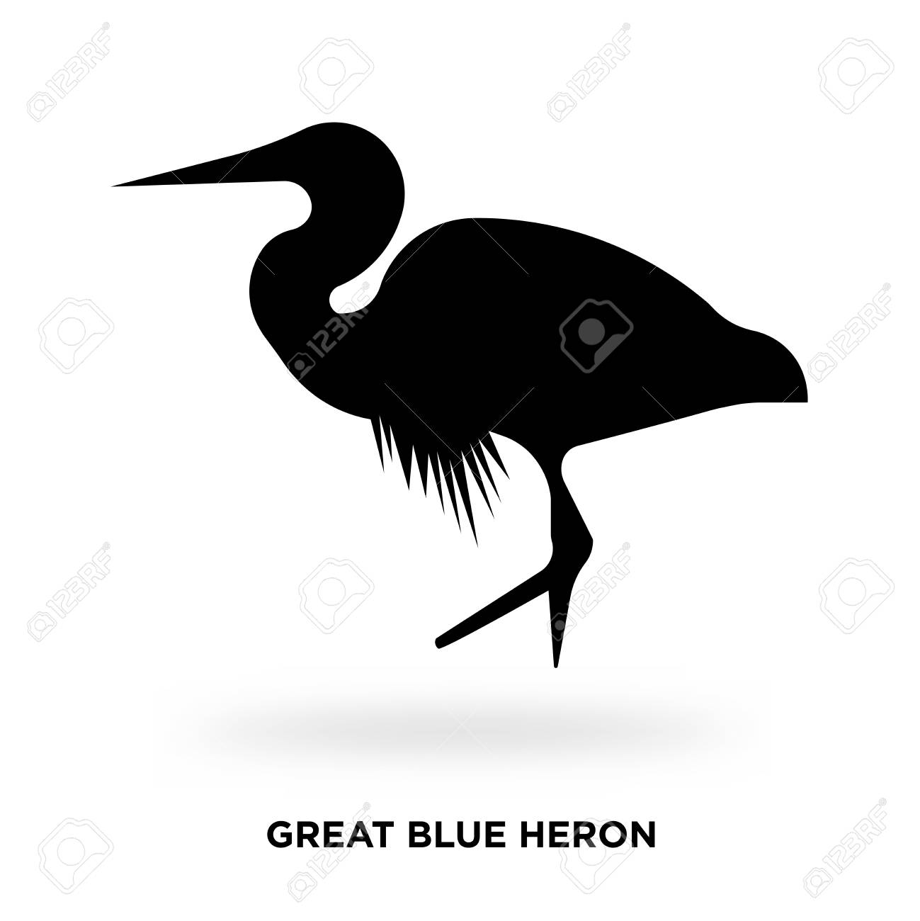 great blue heron silhouette vector illustration royalty free