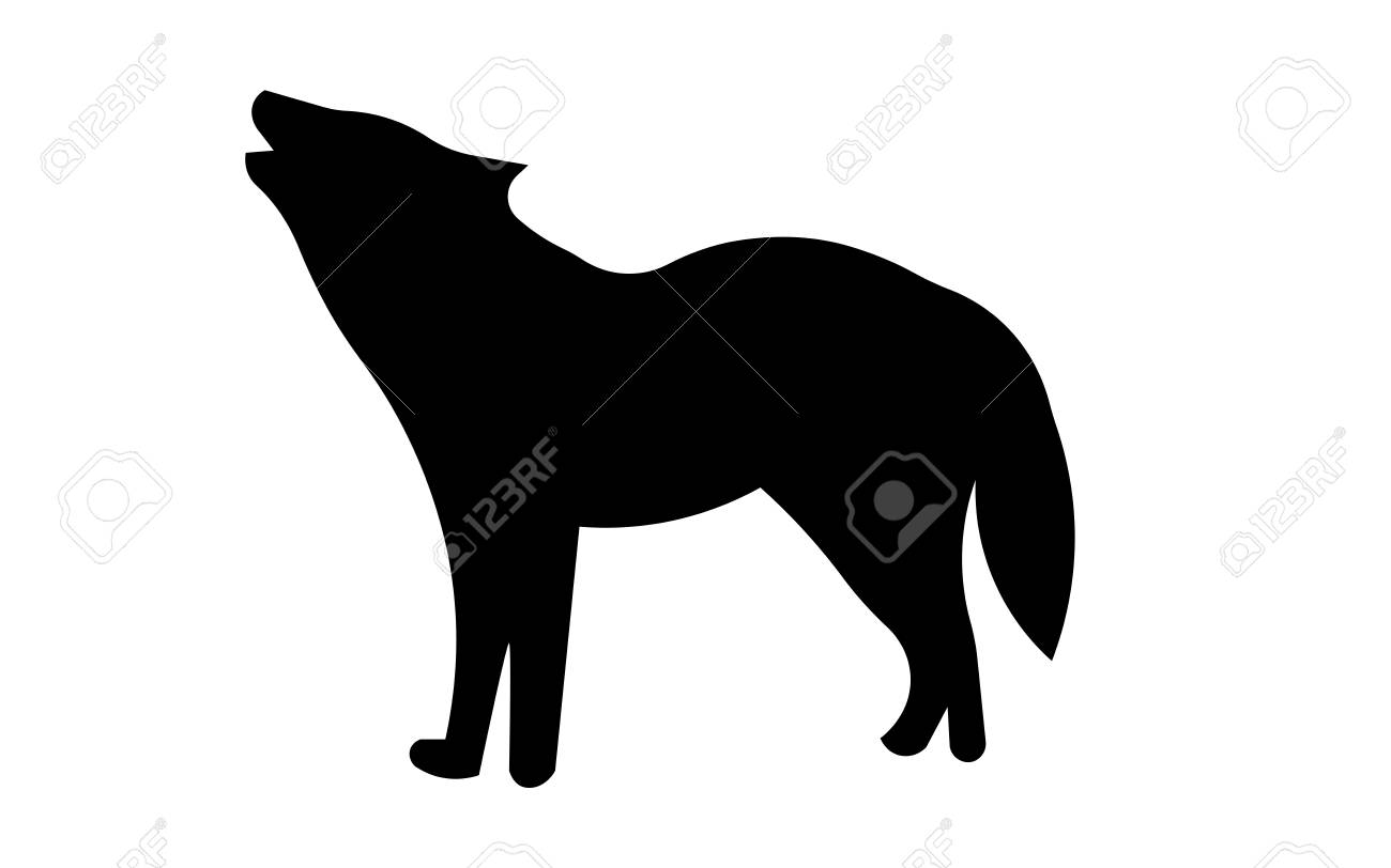 Howling Wolf Silhouette Clip Art On White Background. Royalty Free SVG,  Cliparts, Vectors, and Stock Illustration. Image 96828226., image size:1300x812