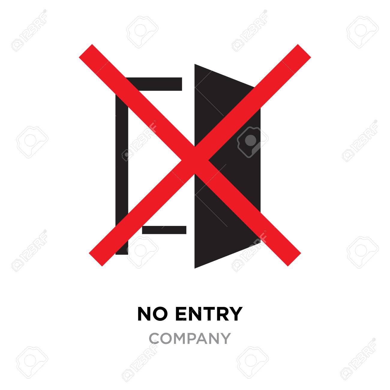 no entry logo red crossed lines on black door icon vector isolated