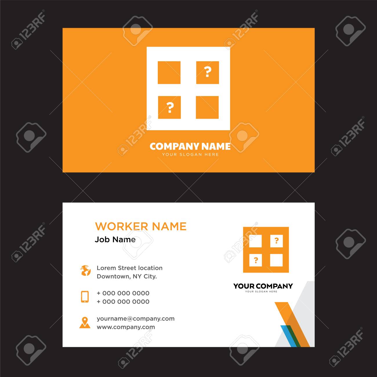 memory game business card design template in front and back