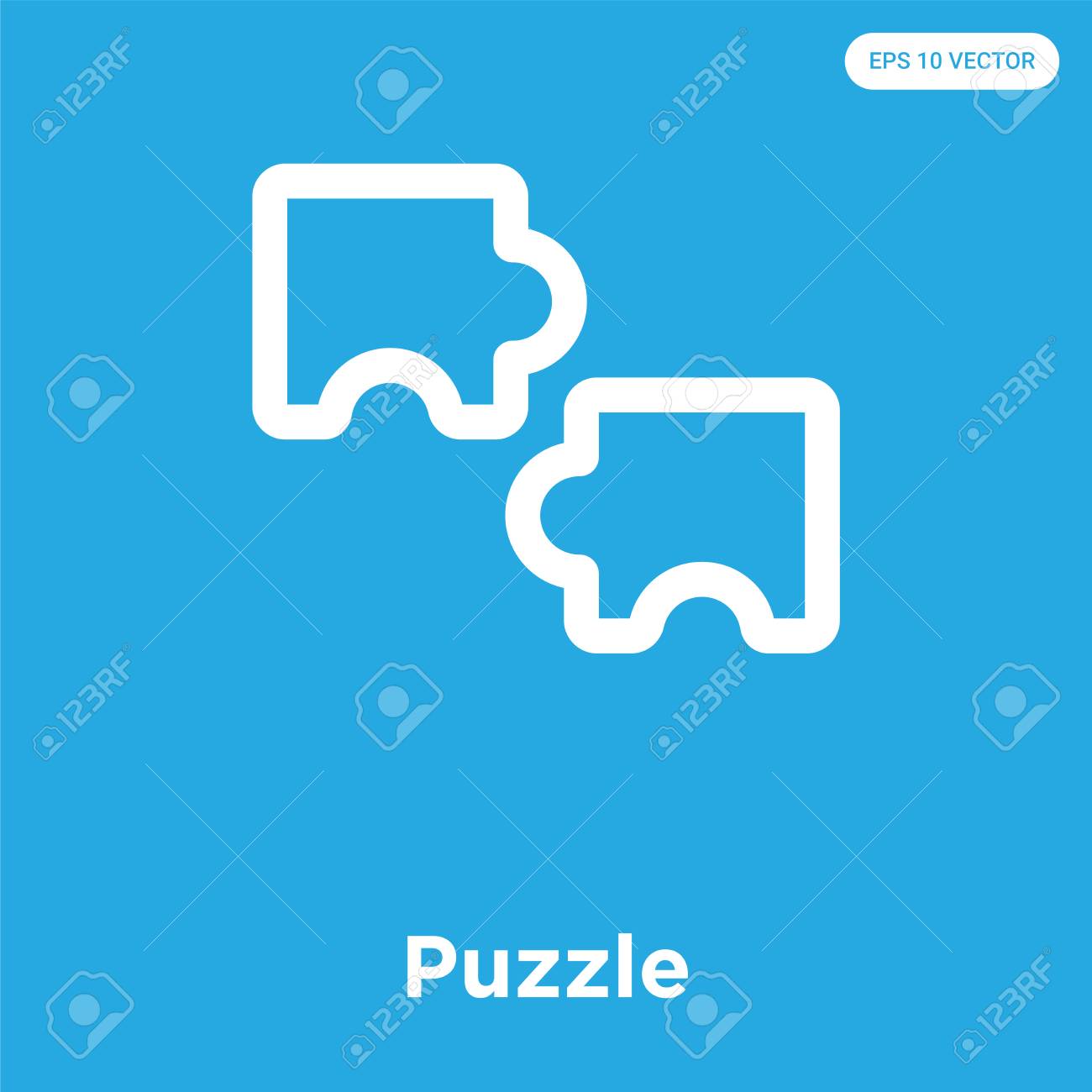 Puzzle vector icon isolated on blue background, sign and symbol - 100812758 Puzzle vector icon isolated on blue background, sign and symbol - 100812758