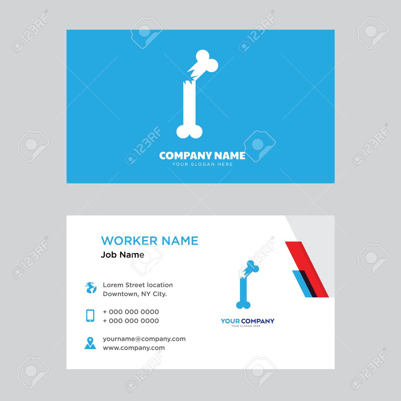 broken bone business card design template visiting for your company