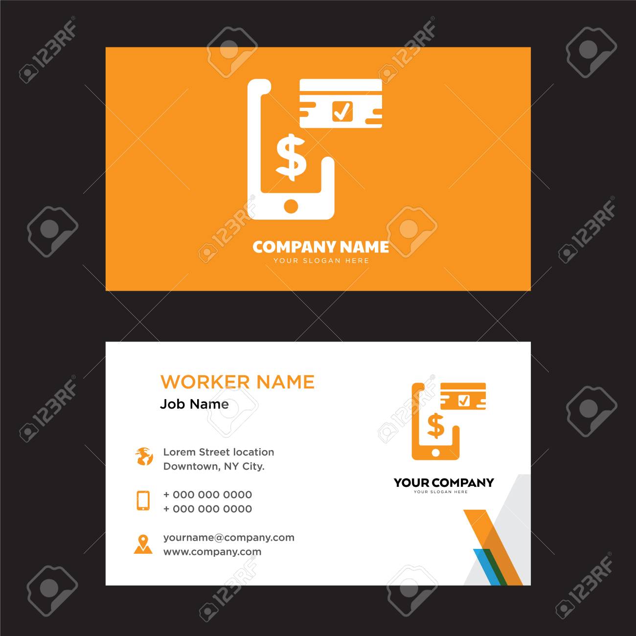 mobile payment business card design template visiting for your