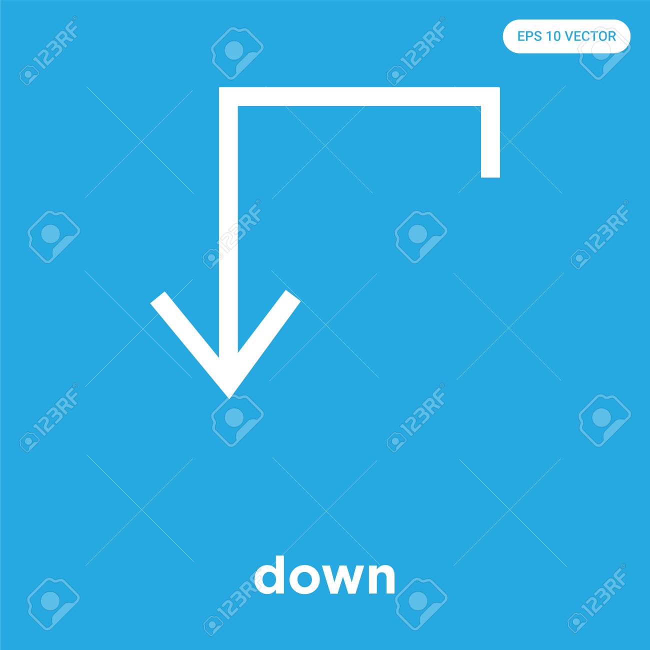 down vector icon isolated on blue background, sign and symbol, down icons collection - 114806125 down vector icon isolated on blue background, sign and symbol, down icons collection - 114806125