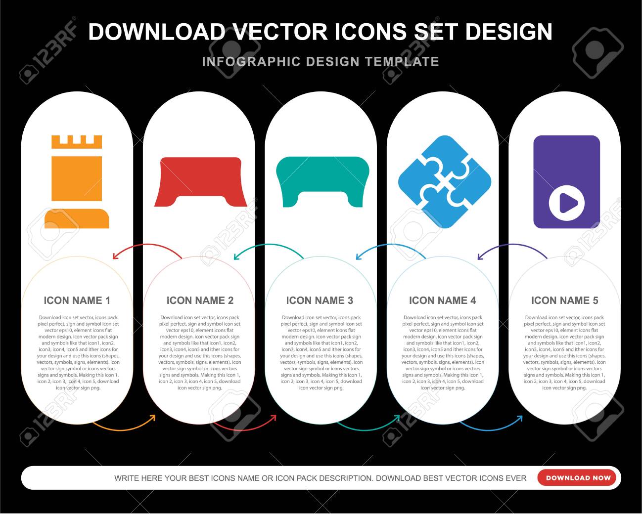 5 vector icons such as Tower, Gamepad, Jigsaw, for infographic, layout, annual report, pixel perfect icon - 130332480 5 vector icons such as Tower, Gamepad, Jigsaw, for infographic, layout, annual report, pixel perfect icon - 130332480