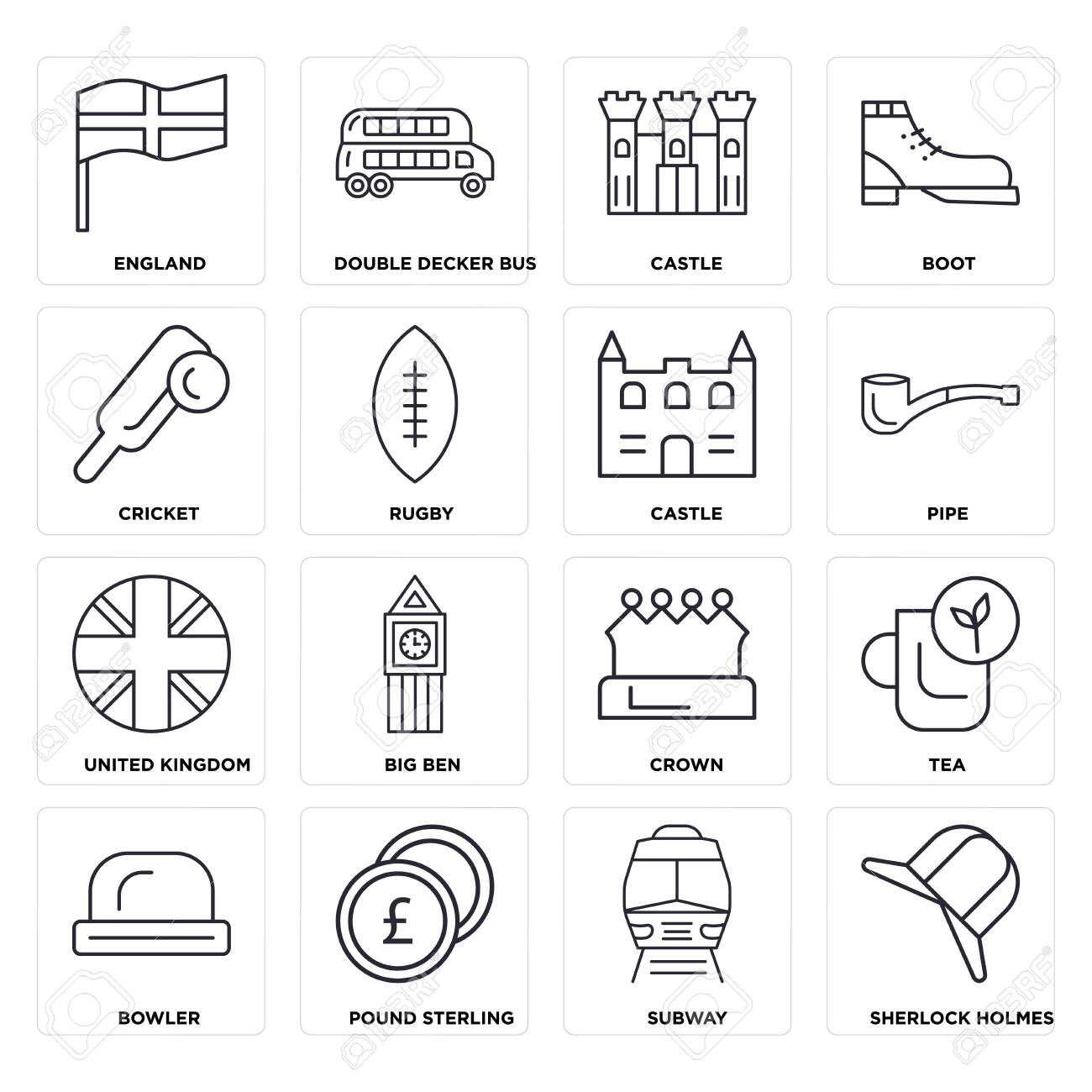 Set Of 16 icons such as Subway, Pound sterling, Bowler, Tea, England, Cricket, United kingdom, Castle, web UI editable icon pack, pixel perfect - 130332541 Set Of 16 icons such as Subway, Pound sterling, Bowler, Tea, England, Cricket, United kingdom, Castle, web UI editable icon pack, pixel perfect - 130332541
