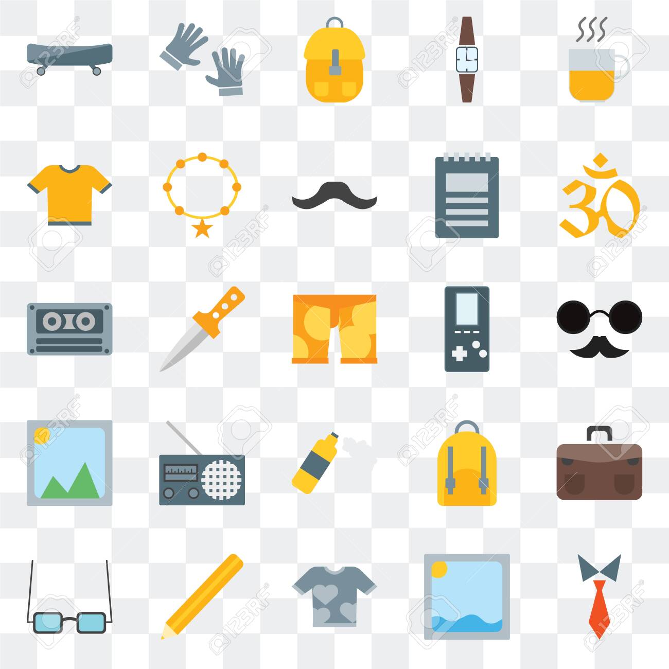 Set Of 25 transparent icons such as Tie, Picture, Shirt, Pencil, Accessory, Indian, Foam, Accessory, web UI transparency icon pack - 130332550 Set Of 25 transparent icons such as Tie, Picture, Shirt, Pencil, Accessory, Indian, Foam, Accessory, web UI transparency icon pack - 130332550