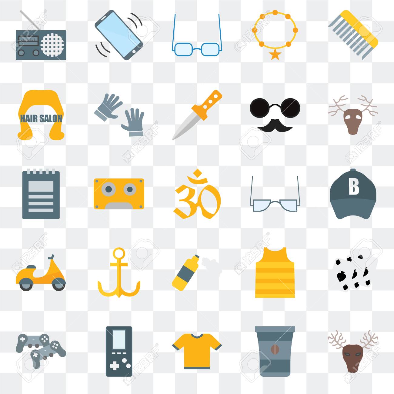 Set Of 25 transparent icons such as Hunted, Coffee cup, Shirt, Gamepad, Deer, Accessory, Foam, Hair salon, Sunglasses, Phone call, web UI transparency icon pack - 130332345 Set Of 25 transparent icons such as Hunted, Coffee cup, Shirt, Gamepad, Deer, Accessory, Foam, Hair salon, Sunglasses, Phone call, web UI transparency icon pack - 130332345