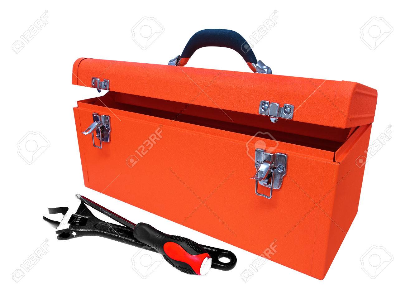 orange tool box isolated