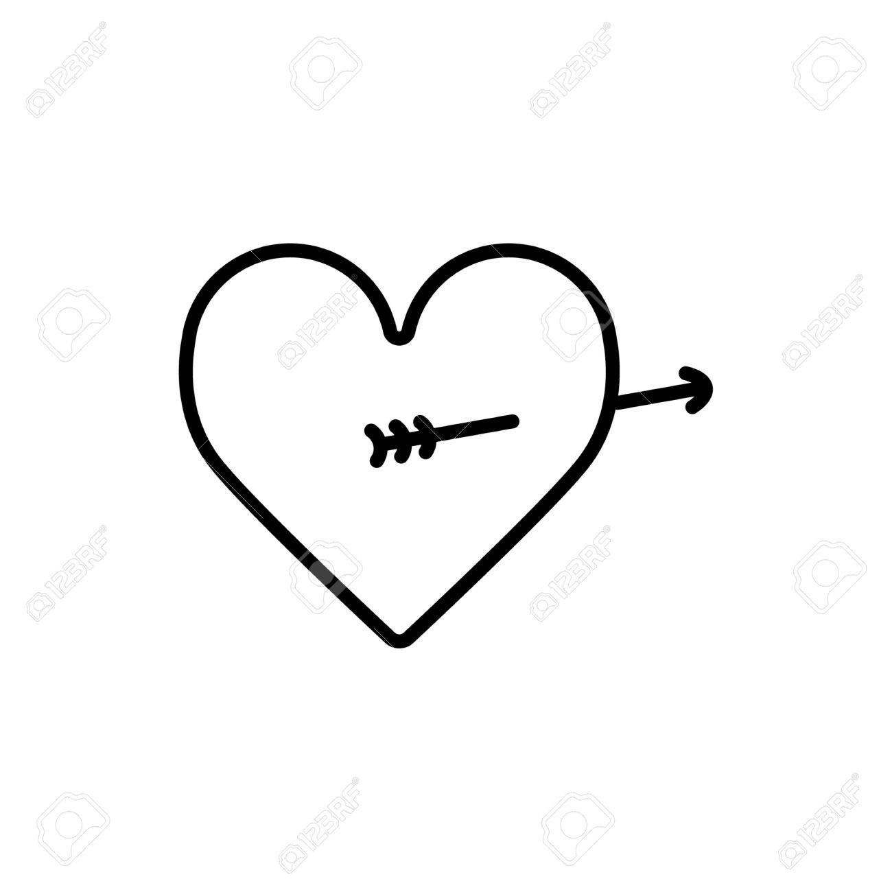 lovestruck or arrow through heart flat icon for apps and websites