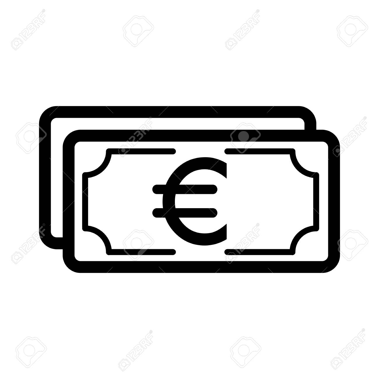 Money Euro Vector Icon. Black And White Cash Illustration. Outline Linear  Banking Icon. 免版稅剪貼畫，向量插圖和庫存圖片. Image 78673985