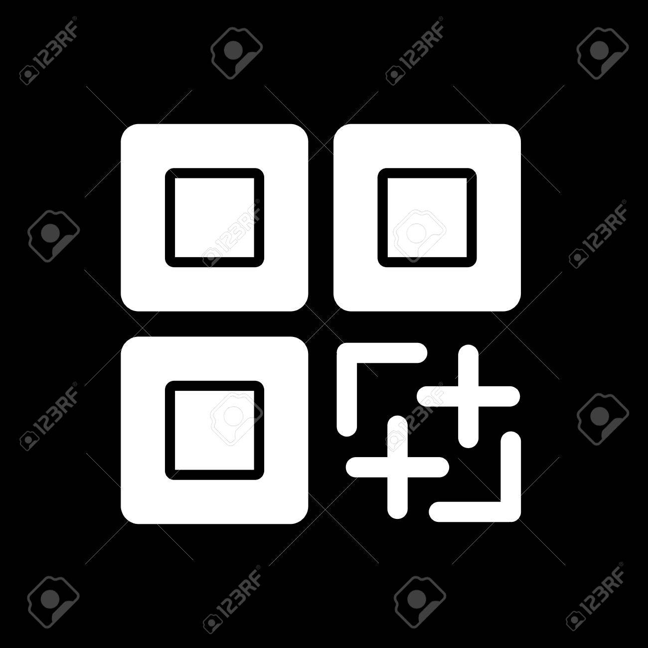 Qr コード ベクトルのアイコン 黒と白の Qr コードの説明 固体の線形アイコン のイラスト素材 ベクタ Image