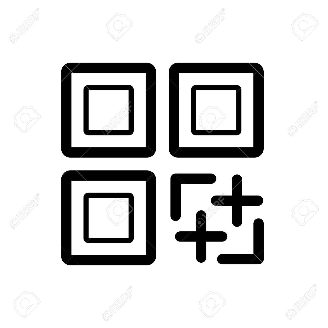 Qr コード ベクトルのアイコン 黒と白の Qr コードの説明 概要線形アイコン のイラスト素材 ベクタ Image