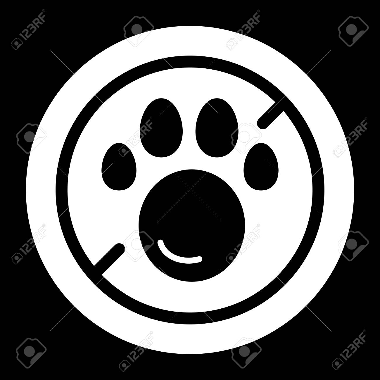 ペット単純なベクトル アイコンがないです ペット禁止記号と黒と白のイラスト 概要線形ペット アイコン のイラスト素材 ベクタ Image