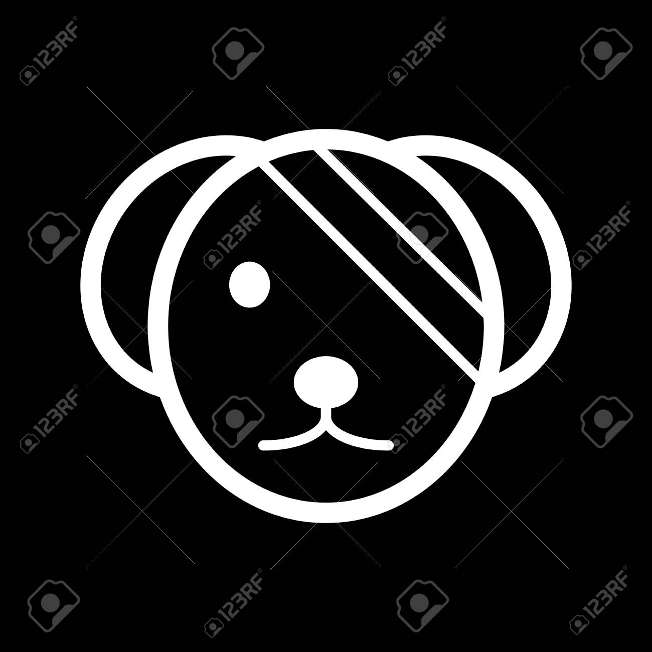 Icône De Vecteur Simple Chien Mignon Illustration Noir Et Blanc De Chien Avec Oeil Bandé Icône Vétérinaire Linéaire Contour
