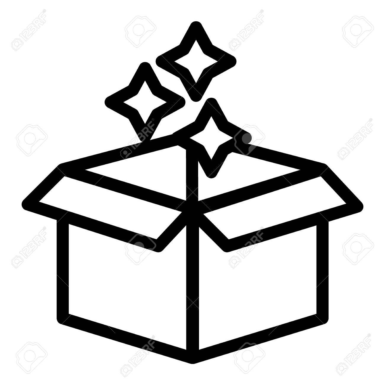 Magic Open Box Line Icon. Box With Stars Vector Illustration Isolated On  White. Box Of Magic Outline Style Design, Designed For Web And App. Eps 10  Royalty Free SVG, Cliparts, Vectors, and, image size:1300x1300