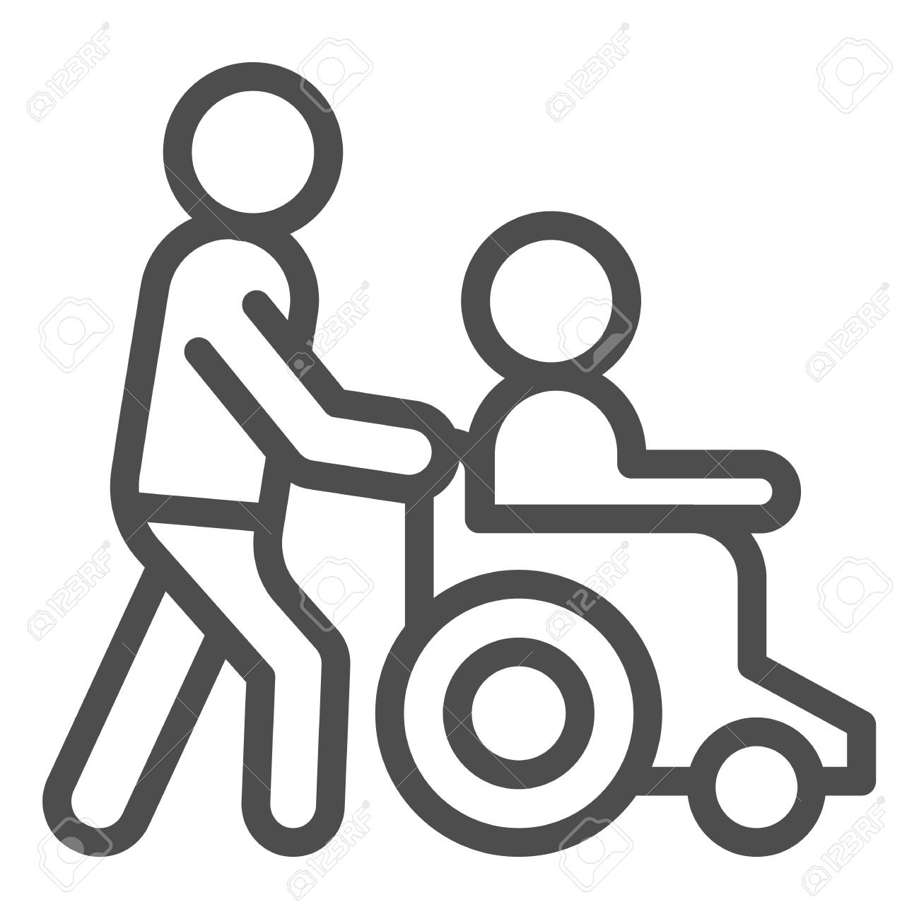 Help Disabled Line Icon. Man On Wheelchair Vector Illustration Isolated On  White. Disability People Help Outline Style Design, Designed For Web And  App. Eps 10 Royalty Free SVG, Cliparts, Vectors, and Stock, image size:1300x1300