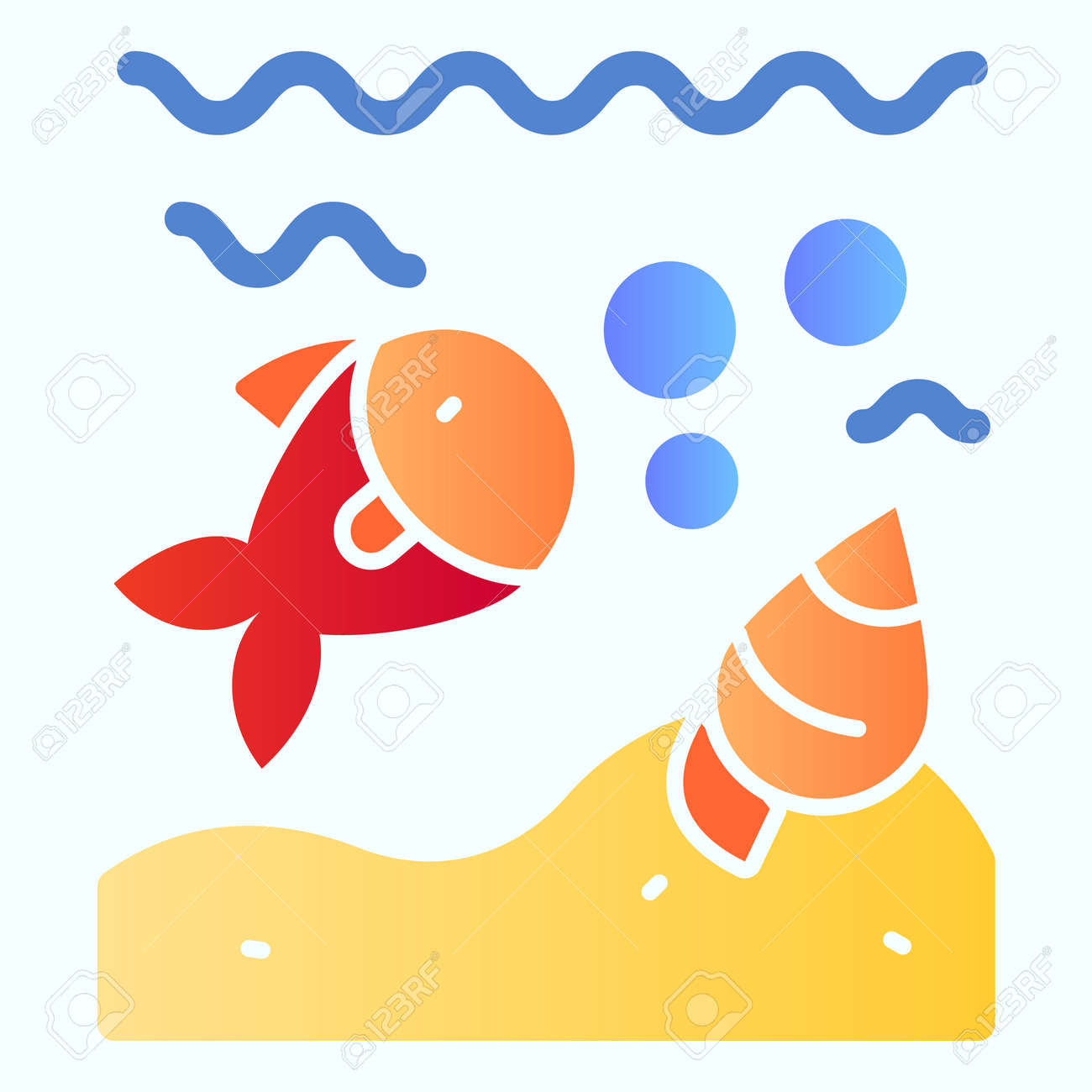 Underwater depths flat icon. Marine life illustration - 140866224 Underwater depths flat icon. Marine life illustration - 140866224