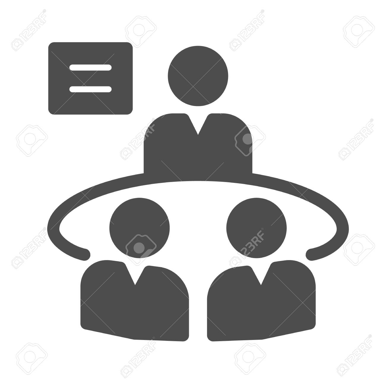 Business Meeting Solid Icon, Strategy Concept, Brainstorming And Teamwork  Sign On White Background, Group Of People In Conference Room Sitting Around  Table Icon In Glyph. Vector Graphics Royalty Free SVG, Cliparts, Vectors,, image size:1300x1300