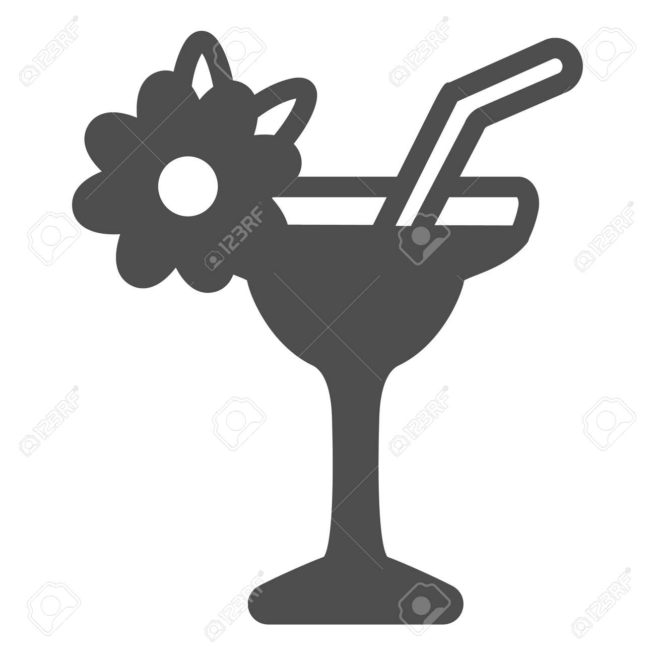 Margarita With Floral Decoration, Garnished Cocktail Solid Icon, Bar  Concept, Daiquiri Vector Sign On White Background, Glyph Style Icon For  Mobile Concept And Web Design. Vector Graphics. Royalty Free SVG, Cliparts,  Vectors,, image size:1300x1300