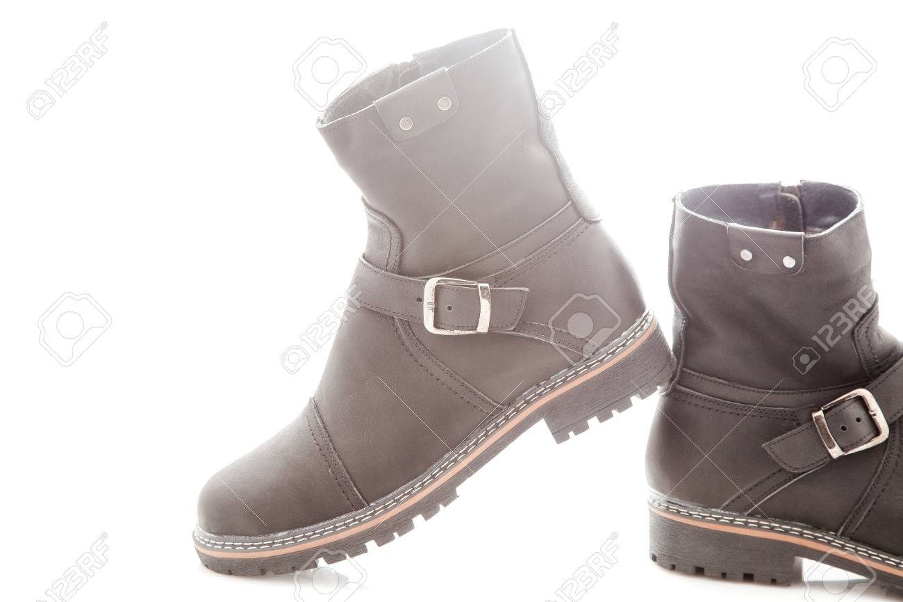 メンズ冬のブーツのジッパーとロック バックル の写真素材 画像素材 Image