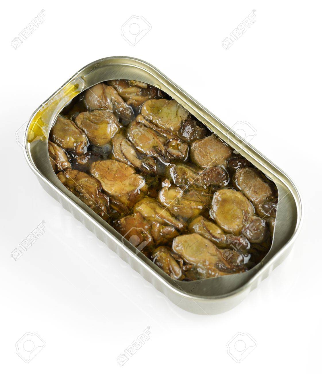 Canned Smoked Oysters On White 