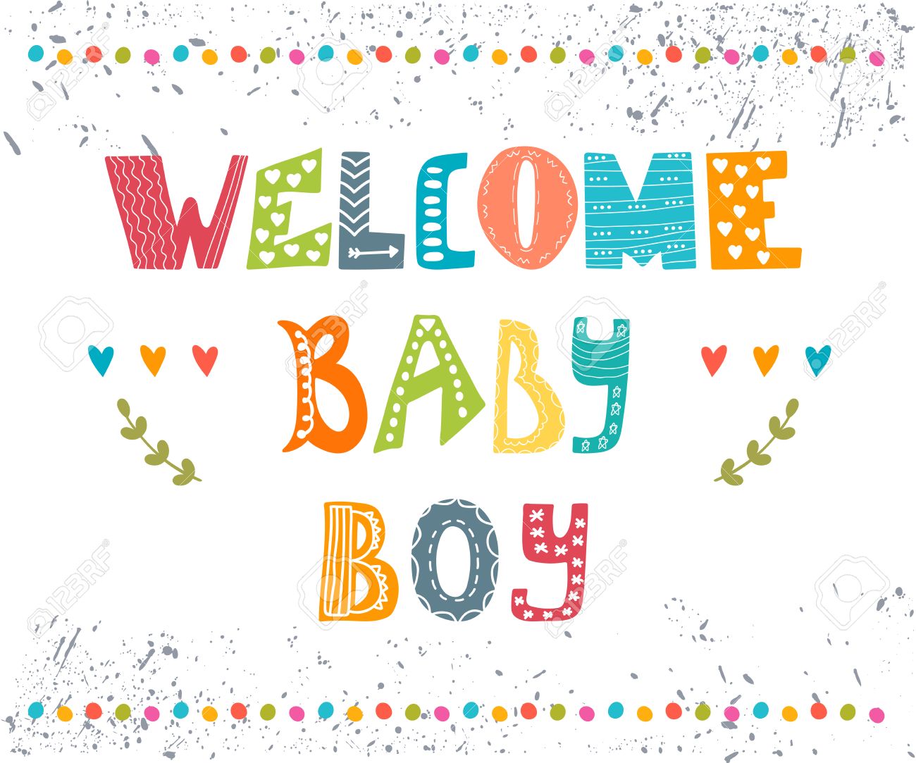 Bienvenue Bébé. Bébé Arrivée Garçon Carte Postale. Baby Boy Carte De Naissance Mignonne. Vector Illustration Clip Art Libres De Droits , Vecteurs Et Illustration. Image 45969531.