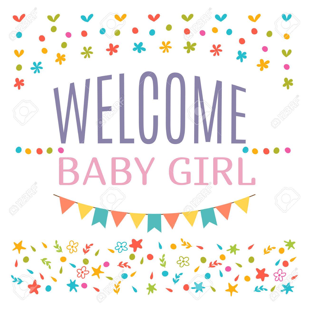 welcome baby girl shower card arrival card announcement card