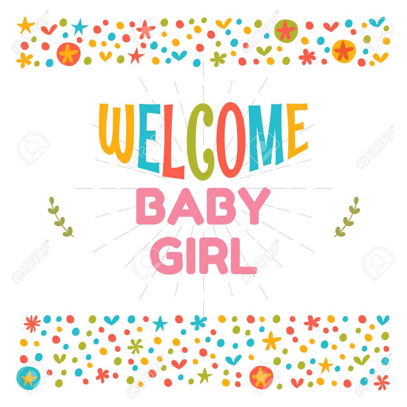 welcome baby girl shower card arrival card cute postcard baby postcard