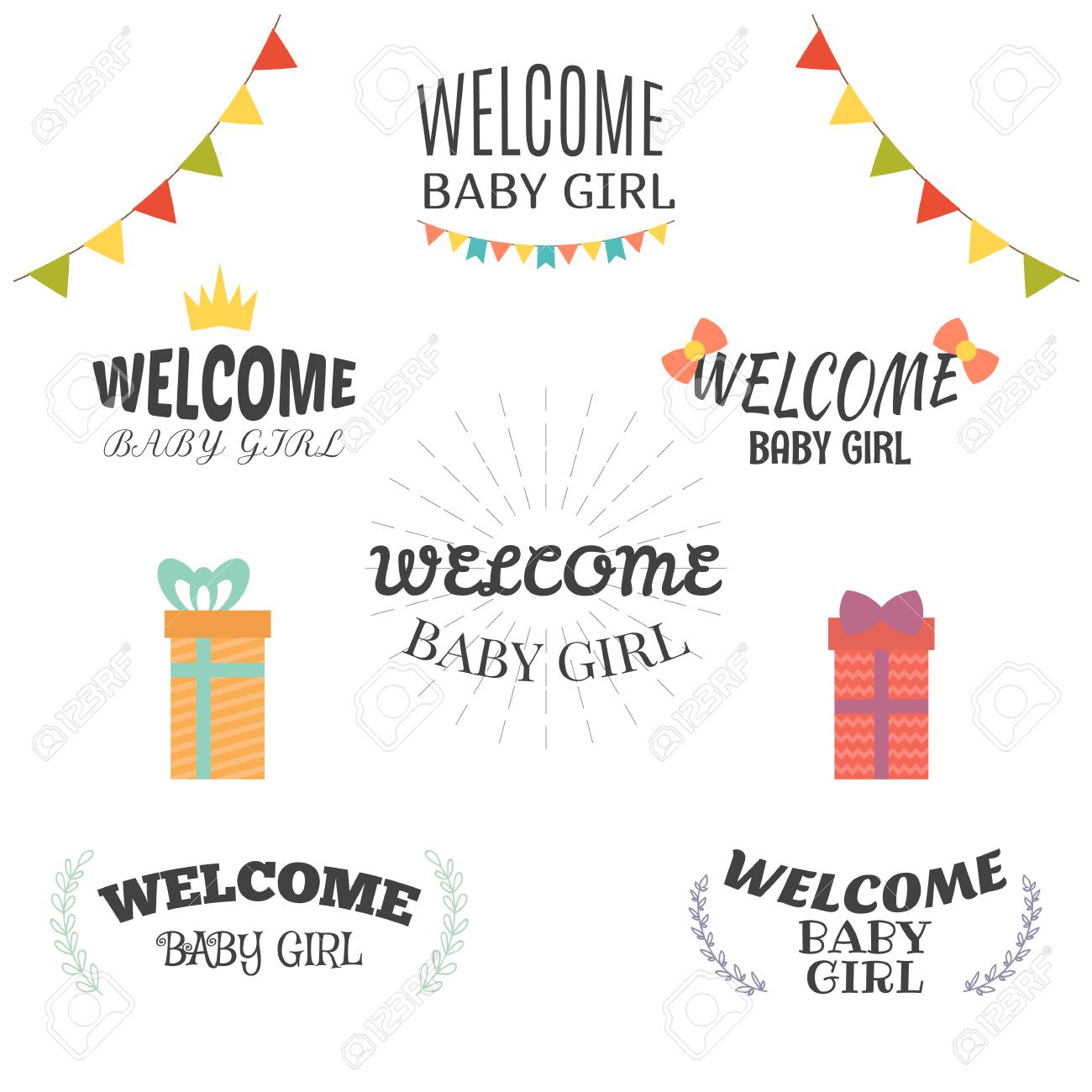 Welcome Baby Girl Baby Girl Arrival Postcards Baby Shower Card